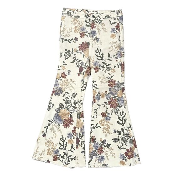 Free People We The Free Youthquake Printed‎ Crop Flare Jeans Size 28 SMALL FLAWS - Picture 1 of 10